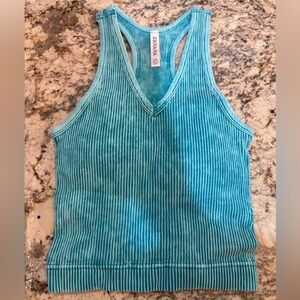 Zenana Aqua Ribbed Tank Top